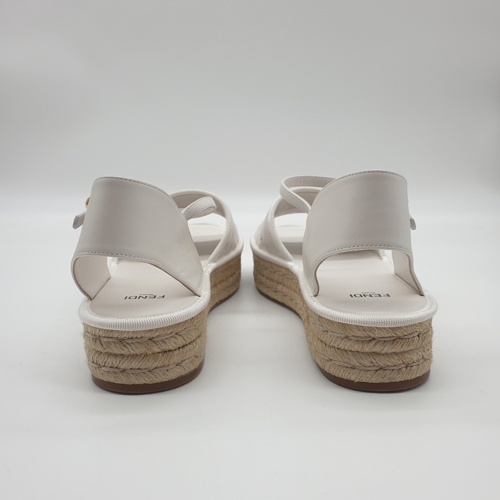 Fendi FF monogrammed leather espadrilles white NIB - Picture 4 of 9
